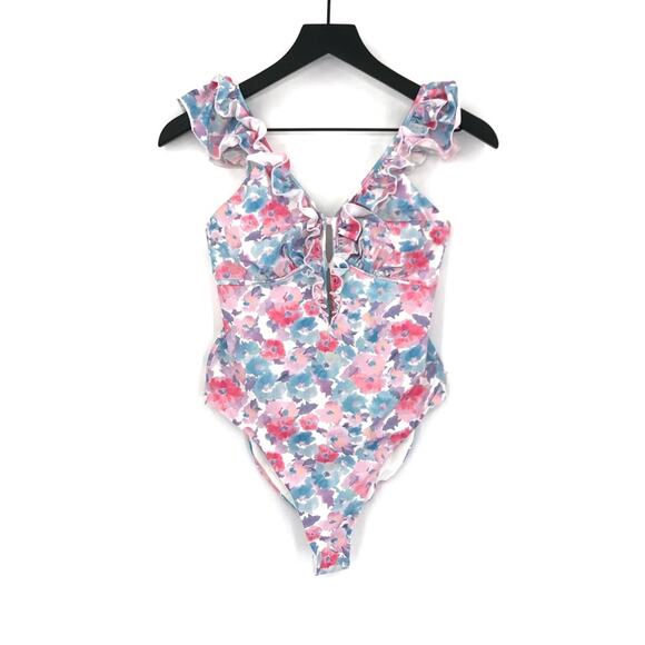 LoveShackFancy Other - LOVESHACKFANCY Tibbie One-Piece Swimsuit Watercolor Floral Pastel S